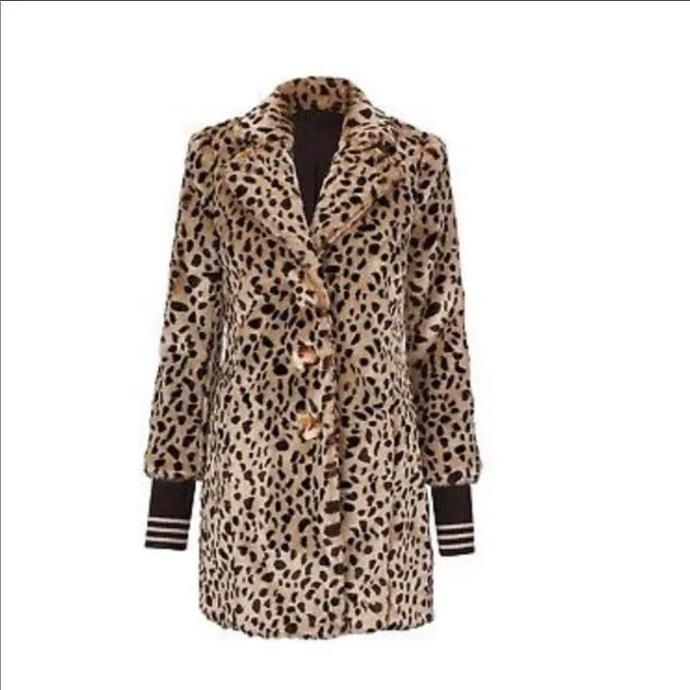 Josephine Coat Faux Fur Leopard Print